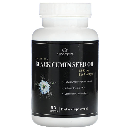 Sunergetic, Premium Black Cumin Seed Oil, 90 Softgels (500 mg per Softgel) - Image 1