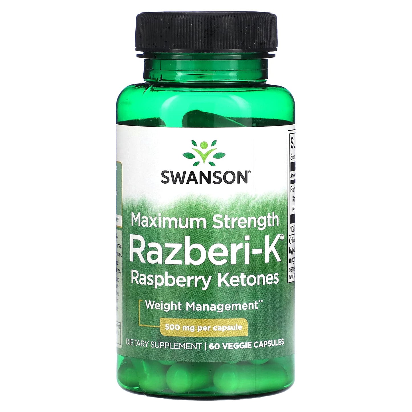 Swanson, Razberi-K, Raspberry Ketones, Maximum Strength, 500 mg, 60 Veggie Capsules - Image 1
