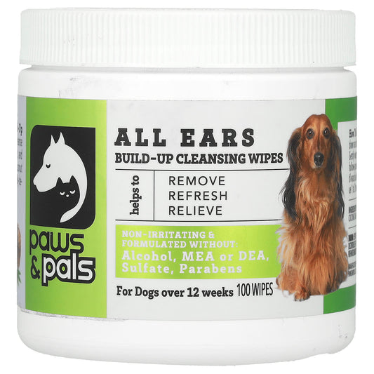 Paws & Pals, All Ears, Build-Up Cleaning Wipes, For Dogs, 100 Wipes - Image 1