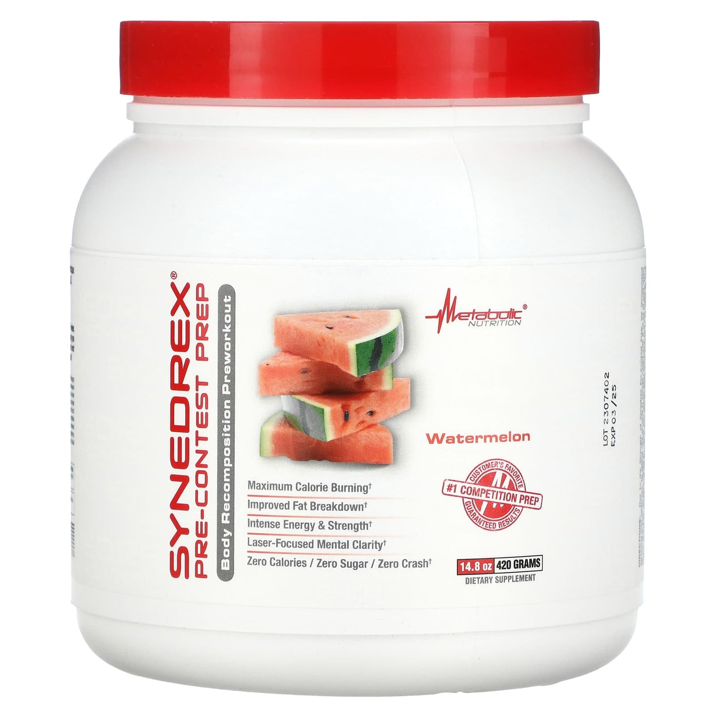 Metabolic Nutrition, Synedrex, Pre-Contest Prep, Watermelon, 14.8 oz (420 g) - Image 1