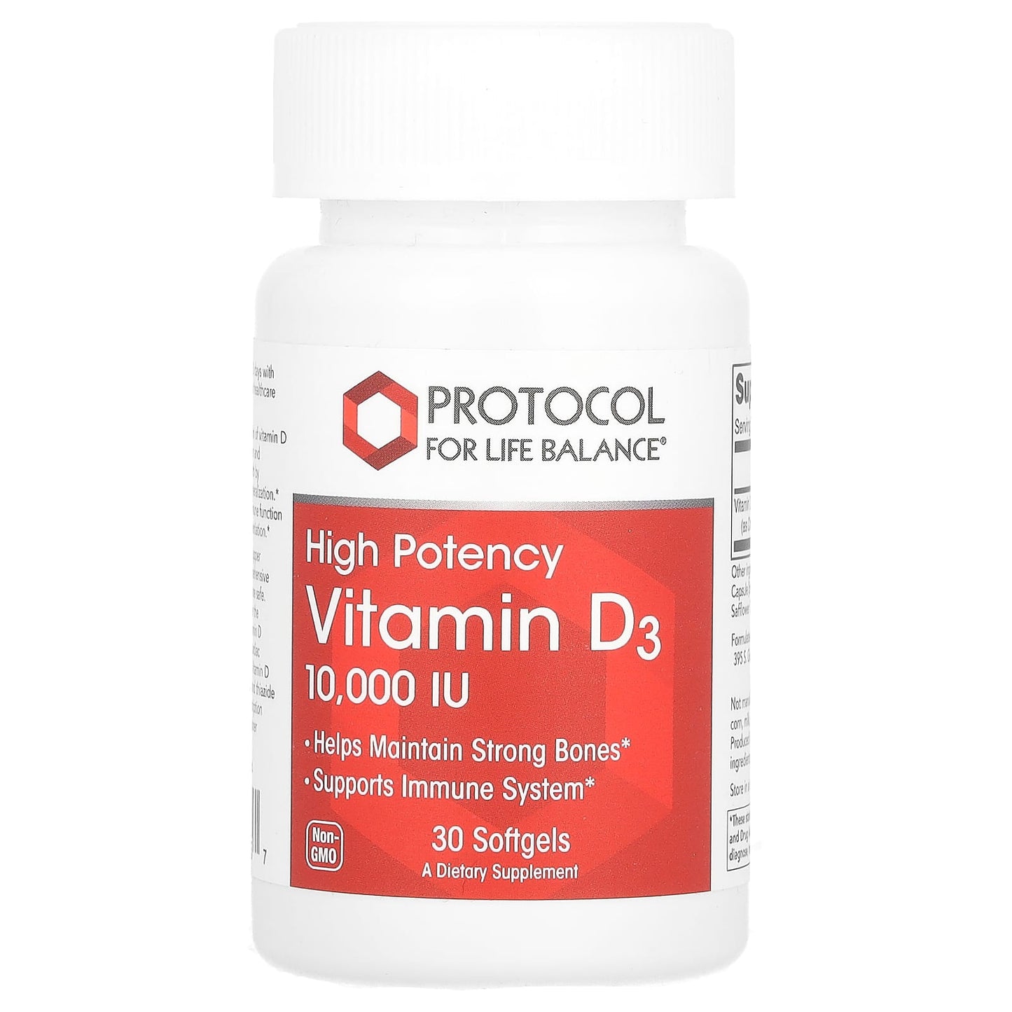 Protocol for Life Balance, Vitamin D3, High Potency, 10,000 IU, 30 Softgels - Image 1