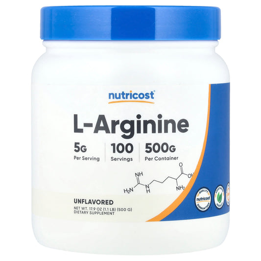 Nutricost, L-Arginine, Unflavored, 17.9 oz (500 g) - Image 1