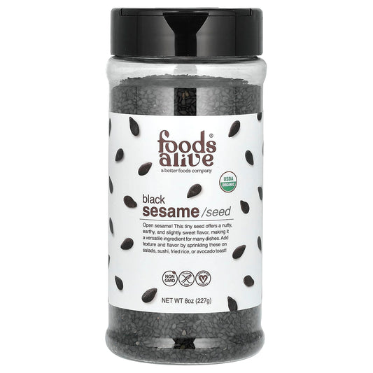 Foods Alive Organic Black Sesame Seeds - 8 oz, USDA Certified - Image 1