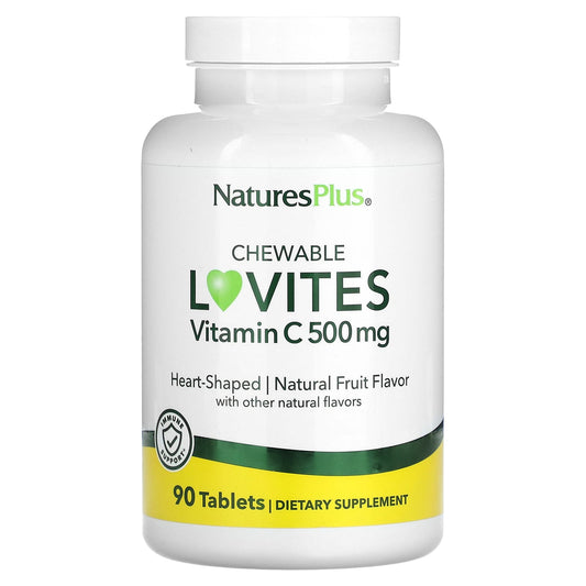 NaturesPlus, Chewable Lovites, Vitamin C, Natural Fruit, 500 mg, 90 Tablets - Image 1