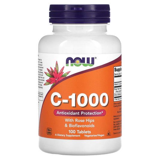 NOW Foods, C-1000, With Rose Hips and Bioflavonoids, 100 Tablets - Image 1