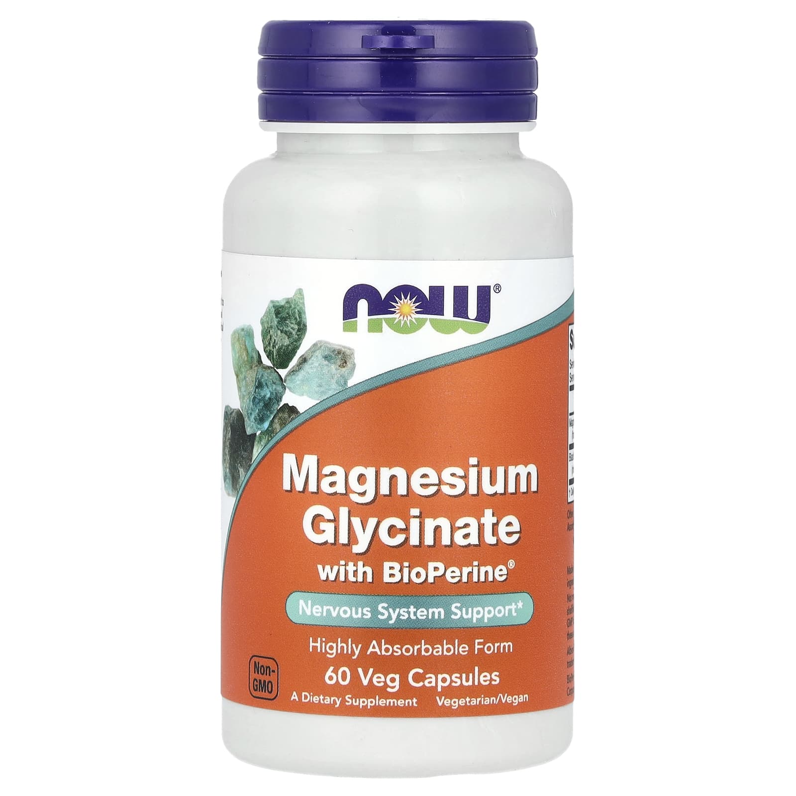NOW Foods, Magnesium Glycinate With BioPerine®, 60 Veg Capsules - Image 1