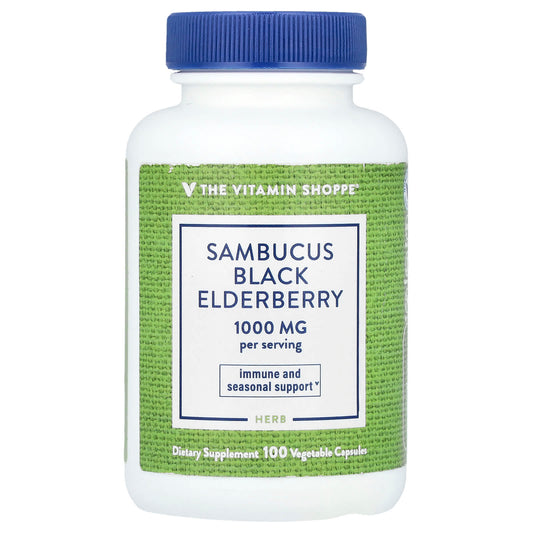 The Vitamin Shoppe, Sambucus Black Elderberry, 100 Vegetable Capsules (500 mg per Capsule)