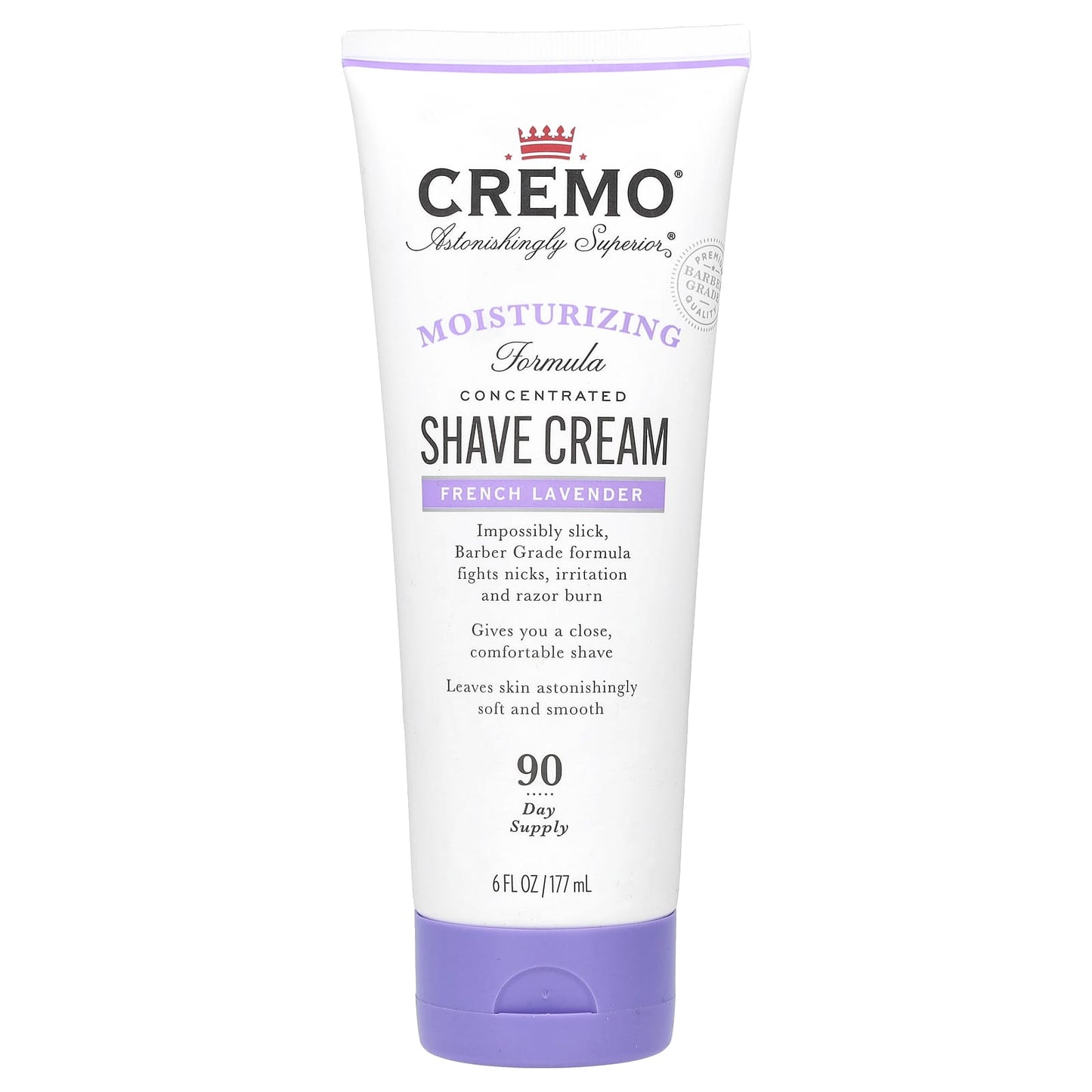 Cremo French Lavender Shave Cream, 6 fl oz - Close, Comfortable Shaving - Image 1