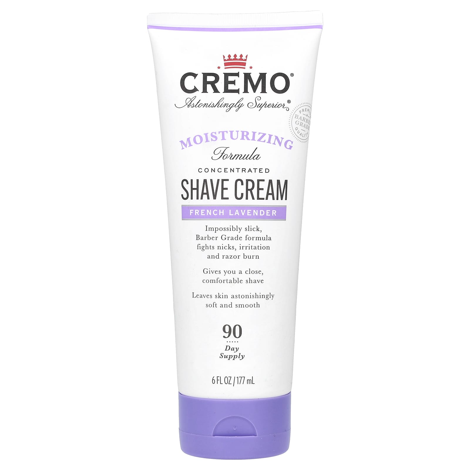 Cremo French Lavender Shave Cream, 6 fl oz - Close, Comfortable Shaving - Image 1