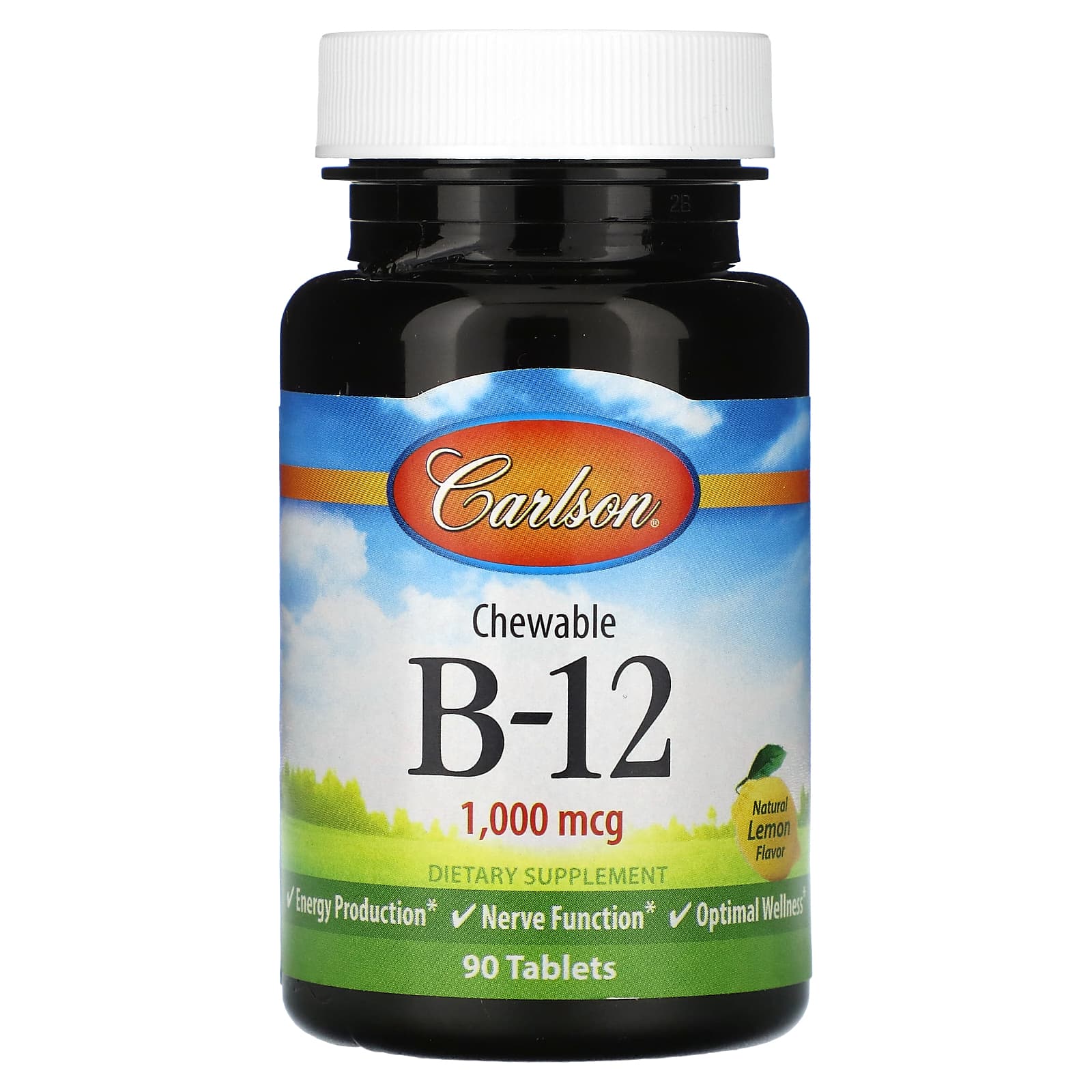 Carlson Chewable Vitamin B-12, 1,000 mcg, Gluten-Free, 90 Tablets - Image 1