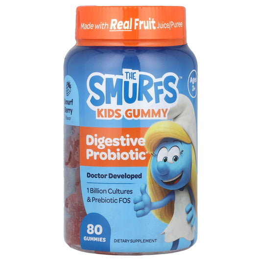 The Smurfs, Kids Gummy, Digestive Probiotic, Ages 3+, Smurf Berry , 80 Gummies - Image 1