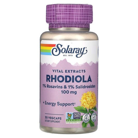 Solaray, Vital Extracts, Rhodiola, 100 mg, 30 VegCaps - Image 1