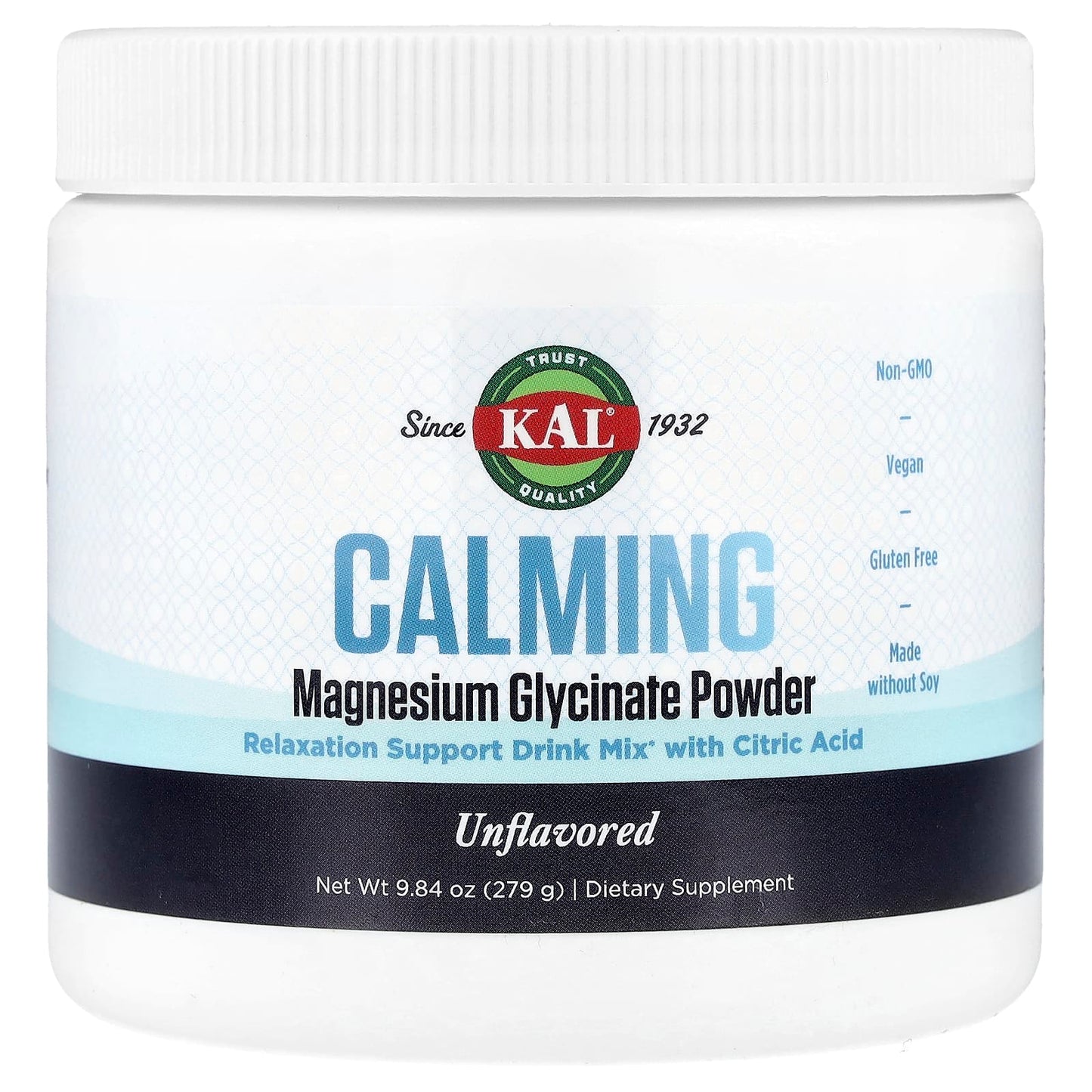 KAL, Calming Magnesium Glycinate Powder, Unflavored, 9.84 oz (279 g) - Image 1