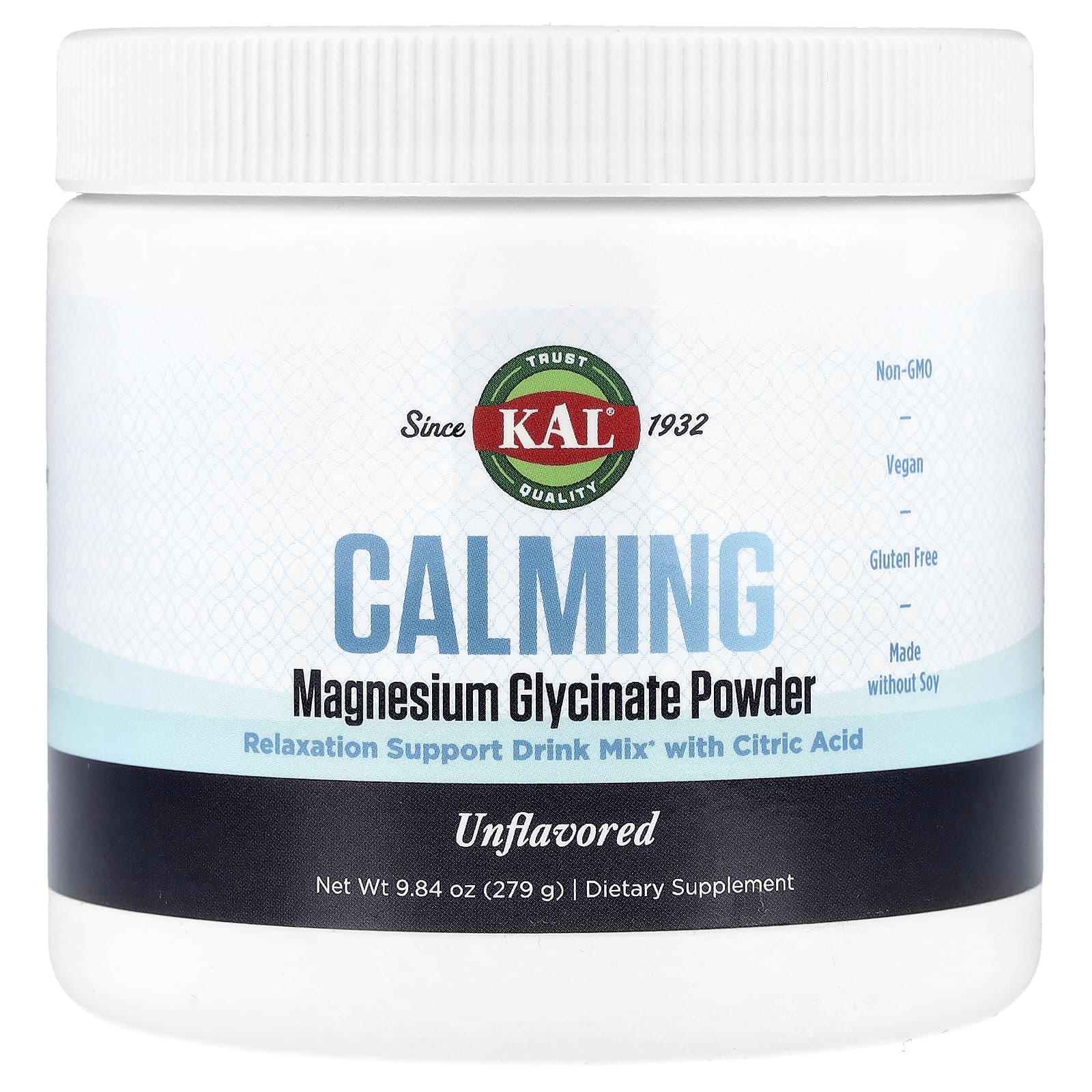 KAL, Calming Magnesium Glycinate Powder, Unflavored, 9.84 oz (279 g) - Image 1