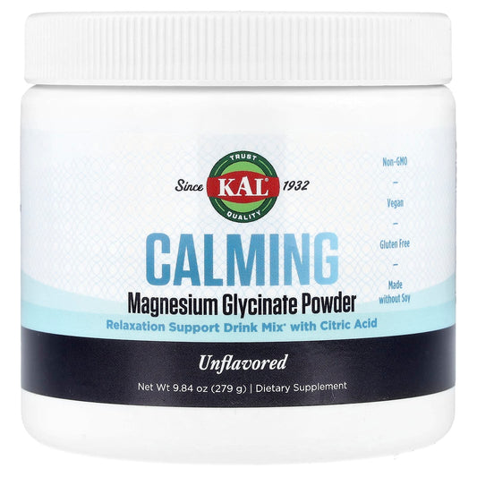 KAL, Calming Magnesium Glycinate Powder, Unflavored, 9.84 oz (279 g) - Image 1