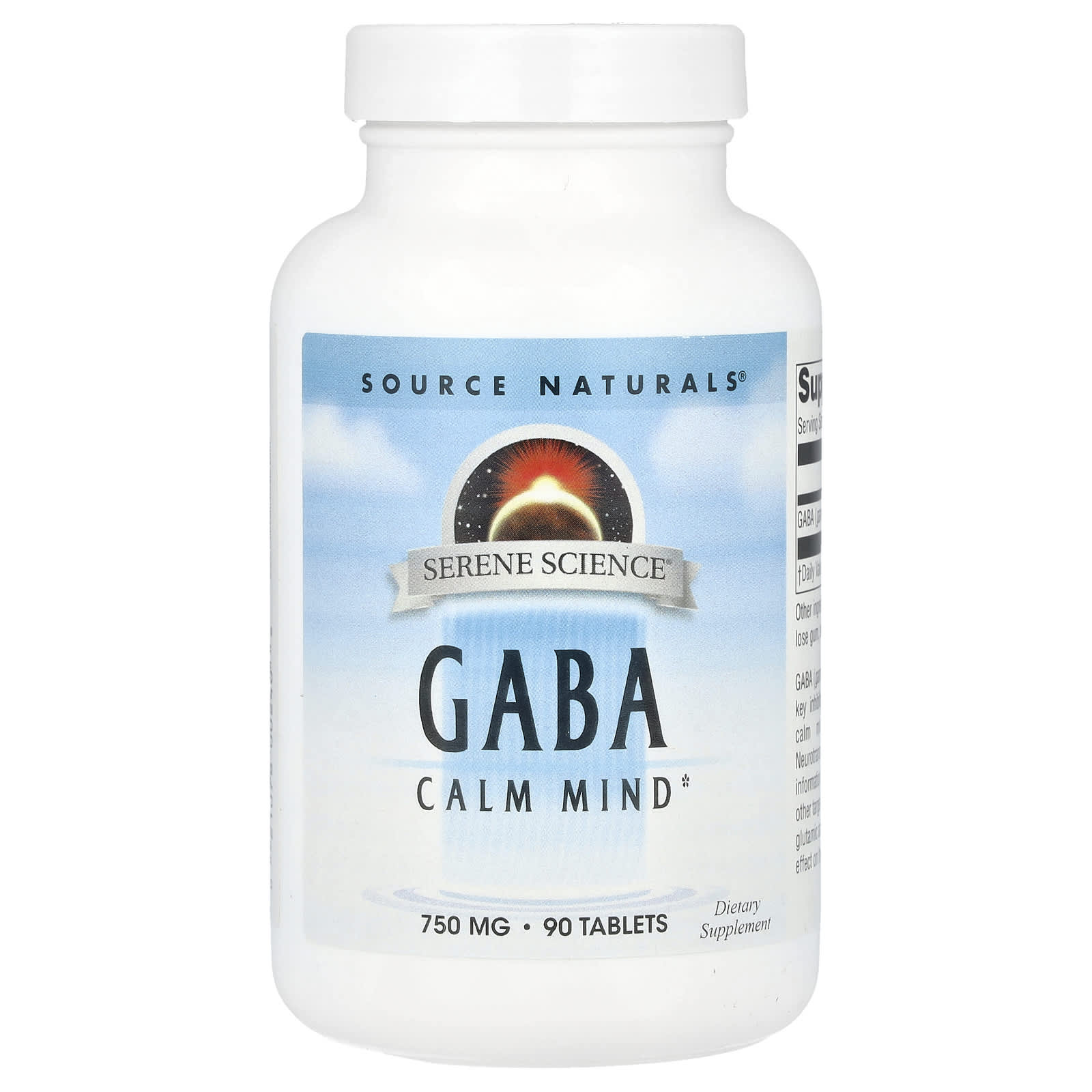 Source Naturals, Serene Science®, GABA, 750 mg, 90 Tablets - Image 1