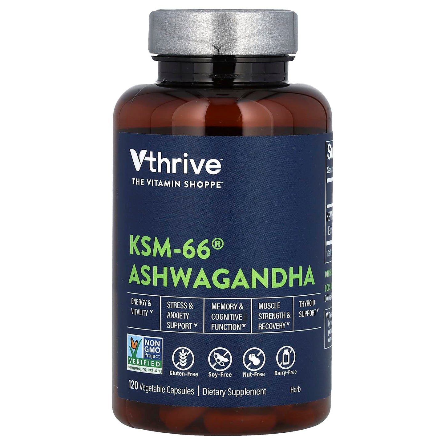 Vthrive, KSM-66 Ashwagandha, 120 Vegetable Capsules (300 mg per Capsule) - Image 1