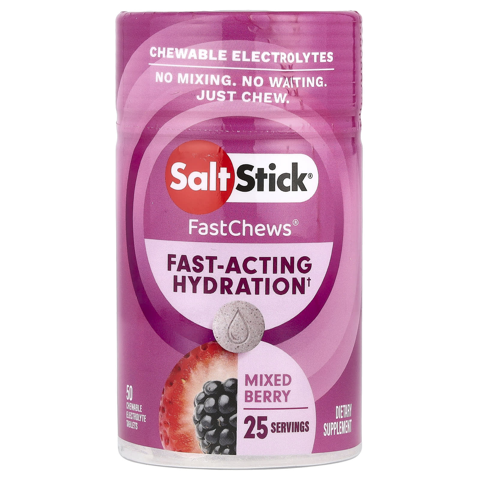 SaltStick, FastChews®, Chewable Electrolytes, Mixed Berry, 50 Chewable Tablets - Image 1