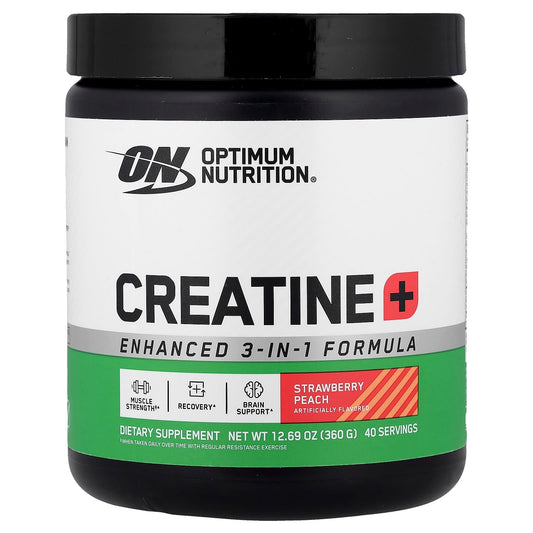 Optimum Nutrition, Creatine+, Strawberry Peach, 12.69 oz (360 g) - Image 1