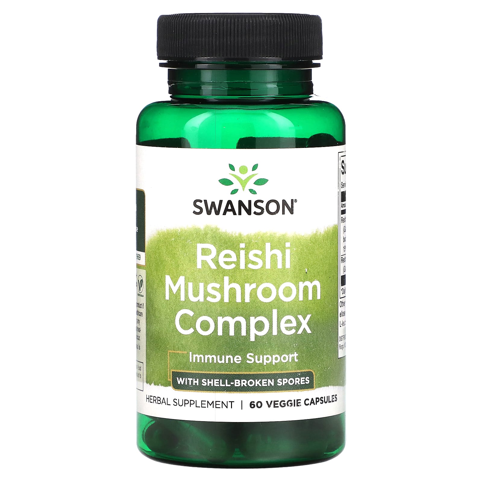 Swanson, Reishi Mushroom Complex with Shell-Broken Spores, 60 Veggie Capsules - Image 1