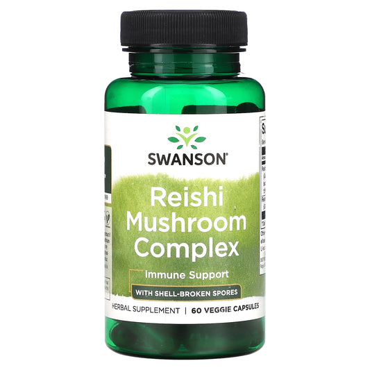 Swanson, Reishi Mushroom Complex with Shell-Broken Spores, 60 Veggie Capsules - Image 1