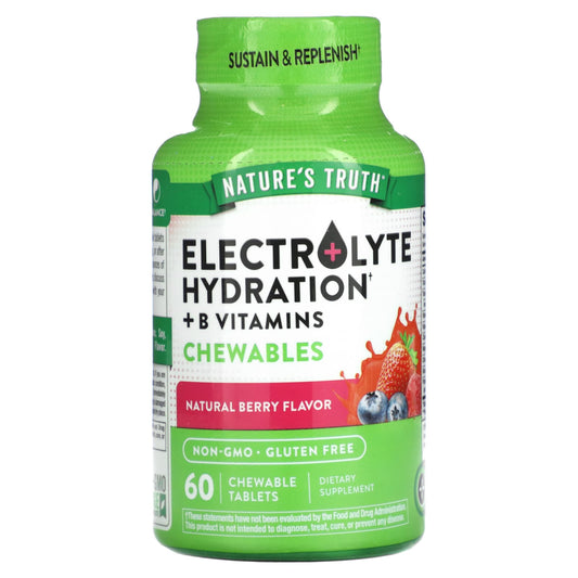 Nature's Truth, Electrolyte Hydration + B Vitamins Chewables, Natural Berry, 60 Chewable Tablets - Image 1