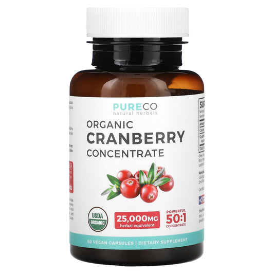 Pure Co., Organic Cranberry Concentrate, 500 mg, 60 Vegan Capsules - Image 1