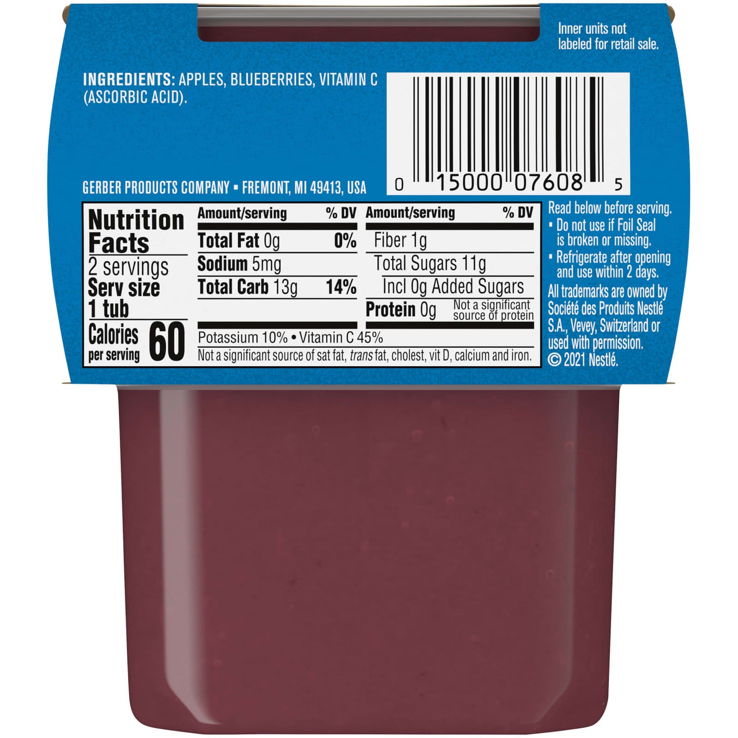 Gerber Natural Baby Food 2nd Foods Apple Blueberry 2 Pack 4 oz Each - Image 2