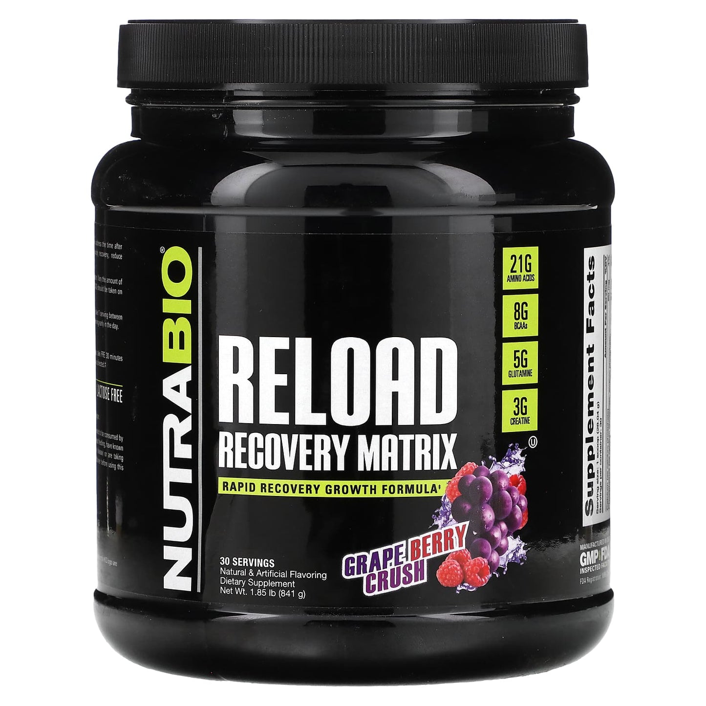 NutraBio, Reload Recovery Matrix, Grape Berry Crush, 1.85 lb (841 g) - Image 1