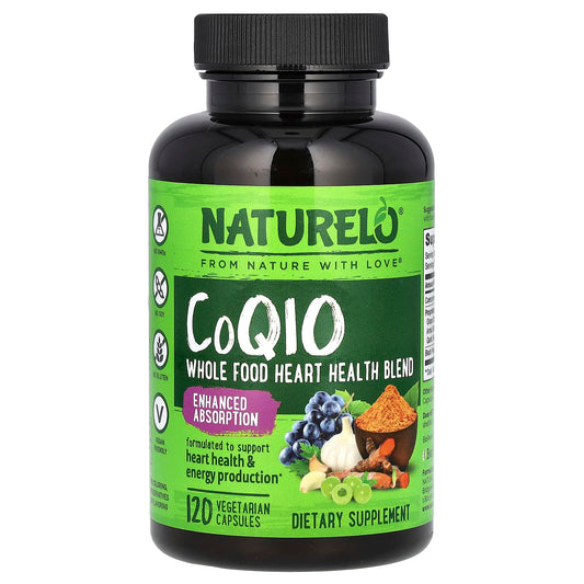 NATURELO, CoQ10, Whole Food Heart Health Blend, 120 Vegetarian Capsules - Image 1