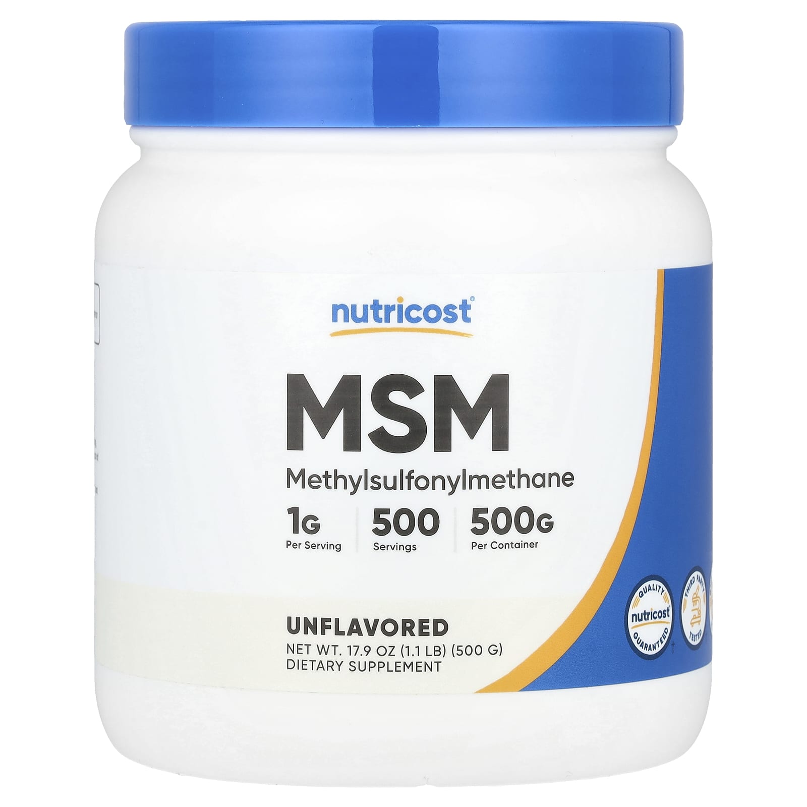 Nutricost, MSM, Unflavored, 17.9 oz (500 g) - Image 1