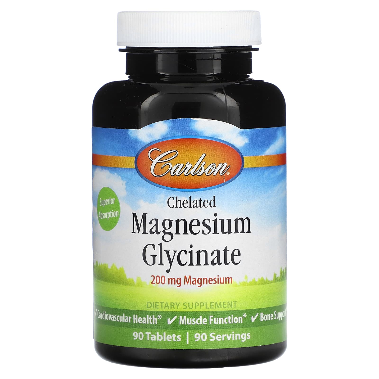 Carlson Chelated Magnesium Glycinate 200mg for Heart Health and Muscle - Image 1