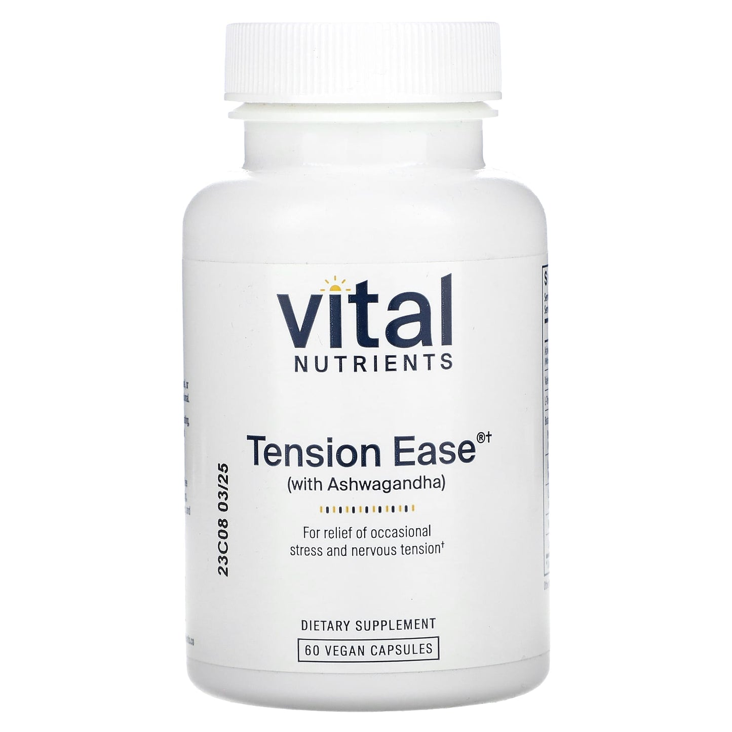 Vital Nutrients, Tension Ease With Ashwagandha, 60 Vegan Capsules - Image 1