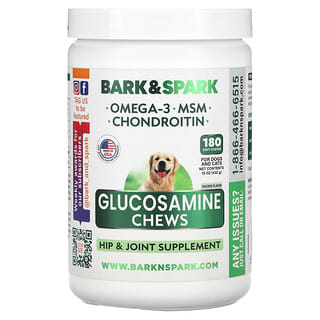 Bark&Spark Glucosamine Chews for Dogs & Cats - 180 Soft Chews, 15 oz
