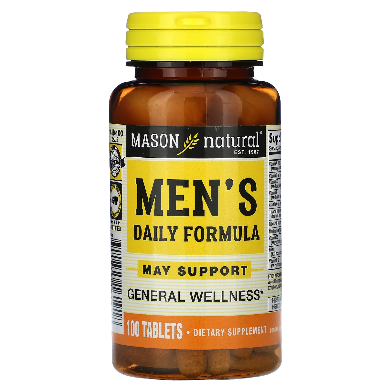 Mason Natural, Men's Daily Formula, 100 Tablets - Image 1