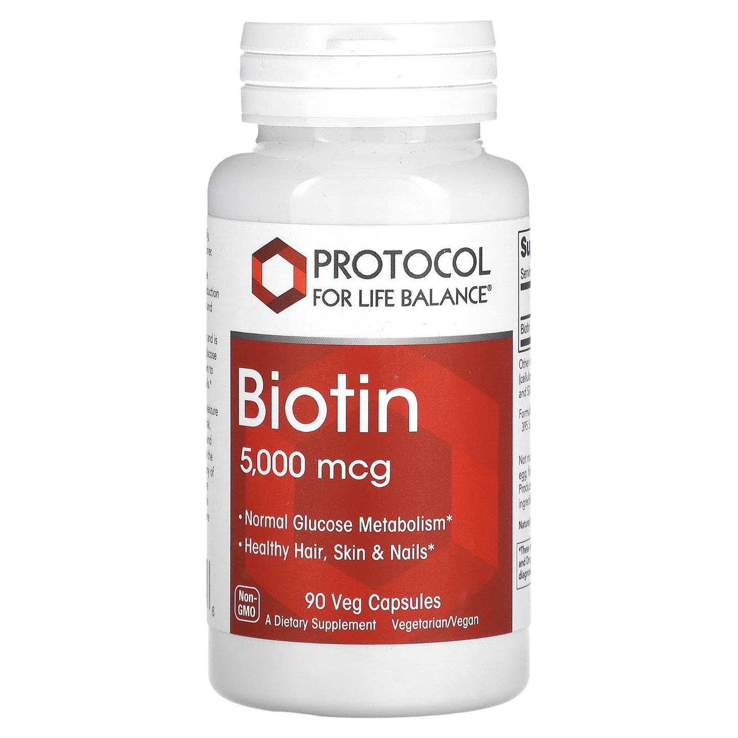 Protocol for Life Balance, Biotin, 5,000 mcg, 90 Veg Capsules - Image 1