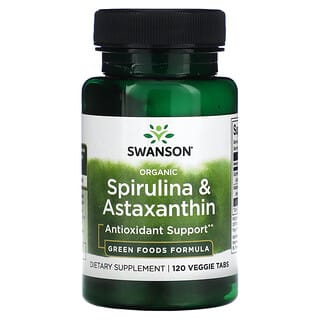 Swanson Organic Spirulina & Astaxanthin Supplement, 120 Veggie Tabs