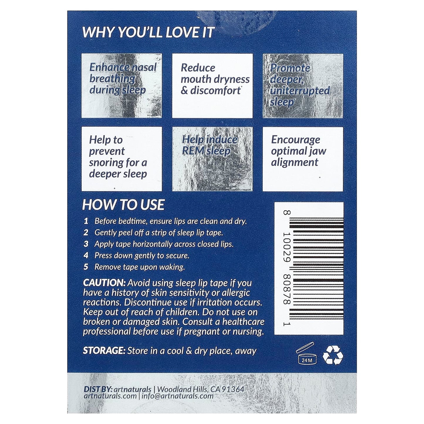 Sleep Better with artnaturals Lip Tape - 60 Strips - Image 2