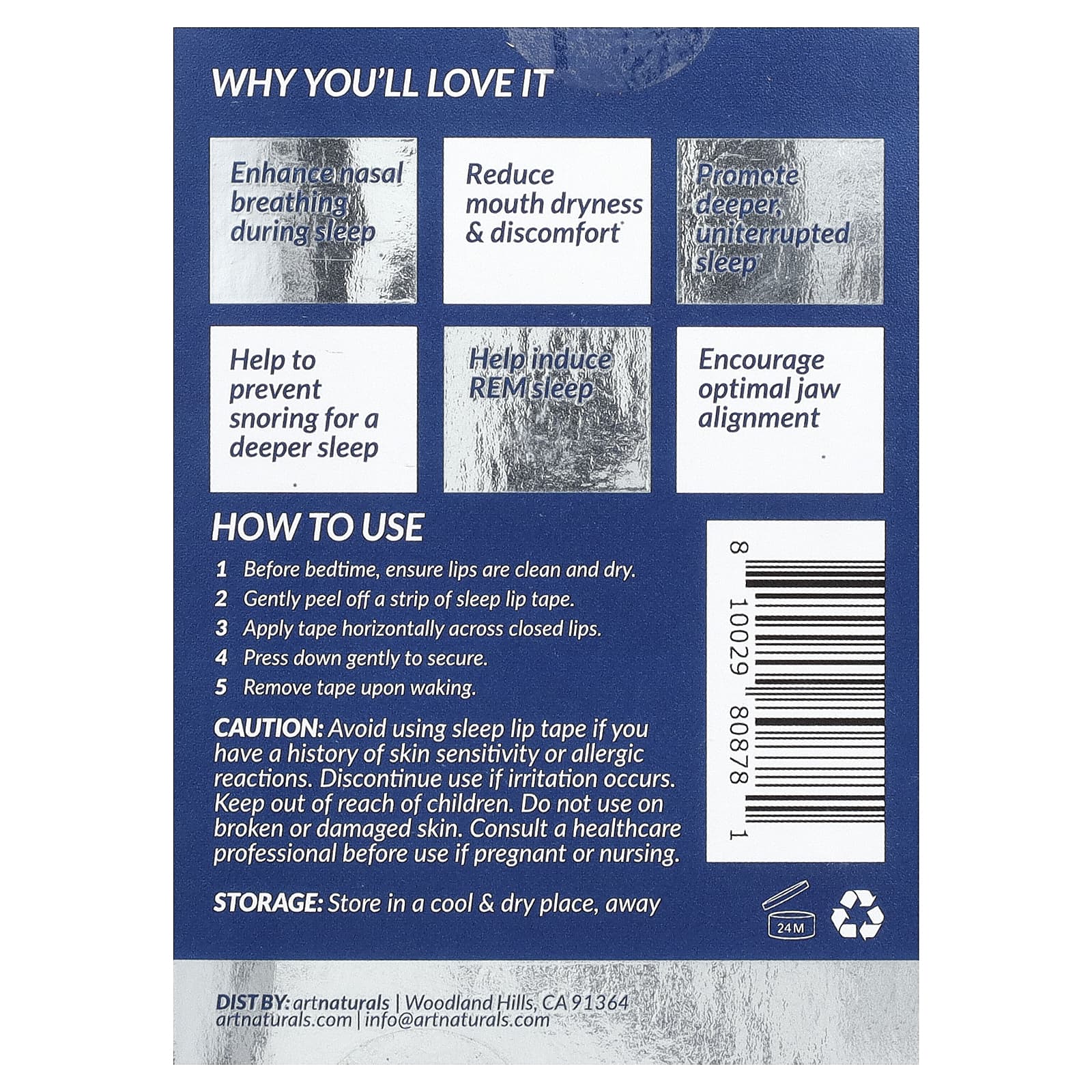 Sleep Better with artnaturals Lip Tape - 60 Strips - Image 2