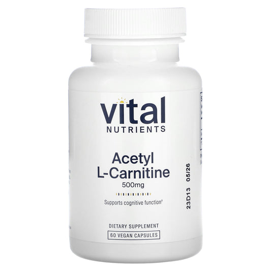 Vital Nutrients, Acetyl L-Carnitine, 500 mg, 60 Vegan Capsules - Image 1