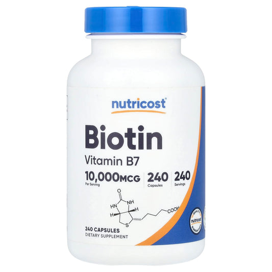 Nutricost, Biotin, 10,000 mcg, 240 Capsules - Image 1