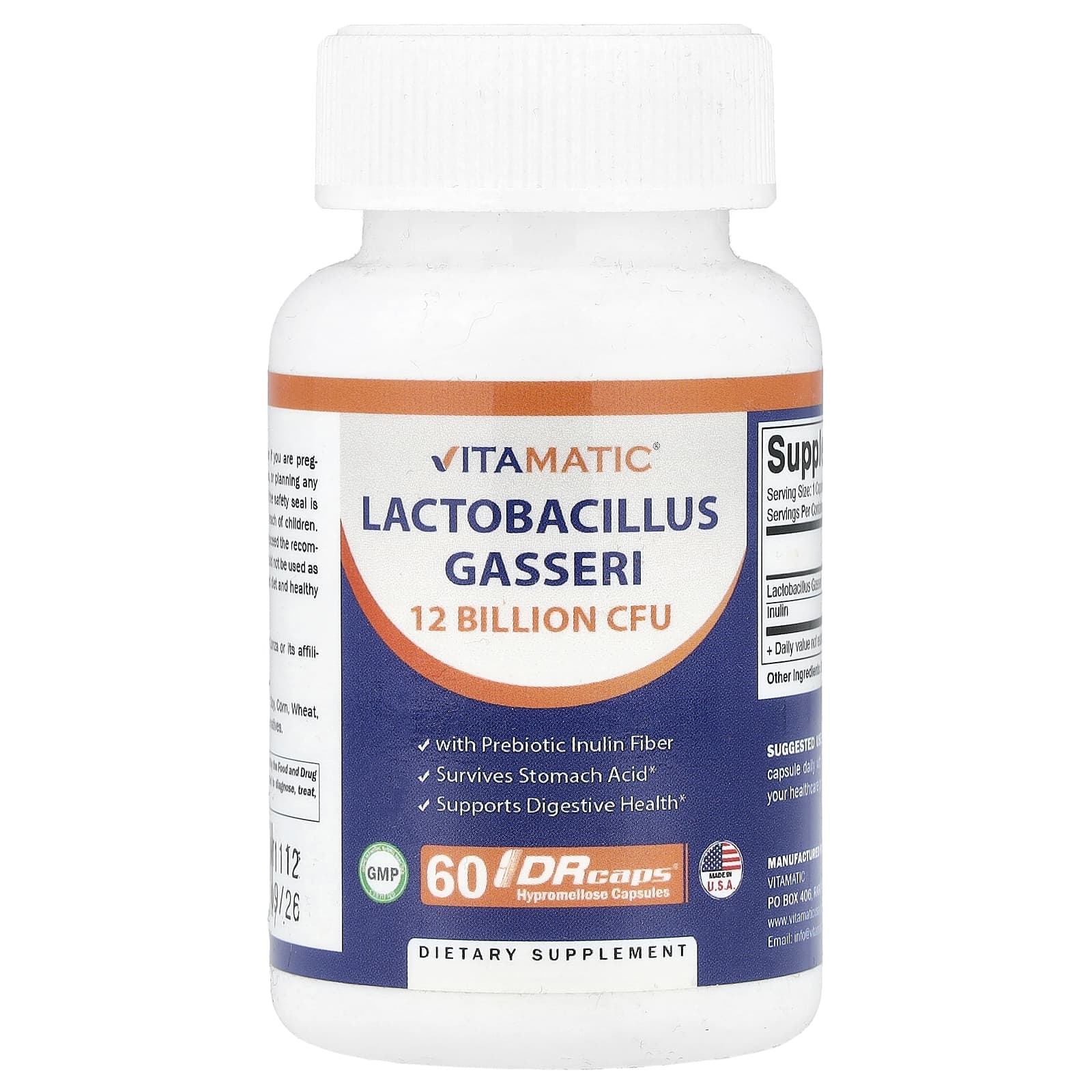 Vitamatic, Lactobacillus Gasseri, 60 DRcaps® Hypromellose Capsules - Image 1