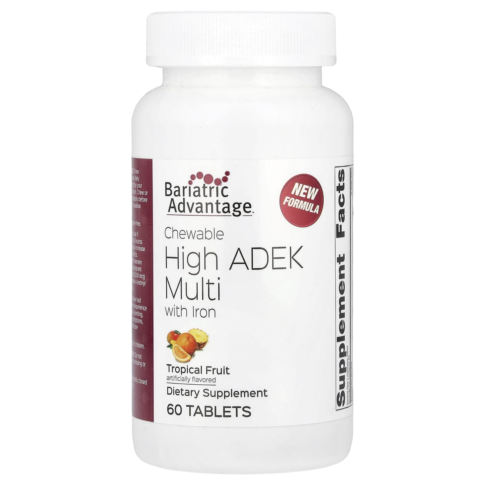 Bariatric Advantage Chewable High ADEK Multi with Iron, 60 Tablets | Tropical Fruit Flavored - Image 1