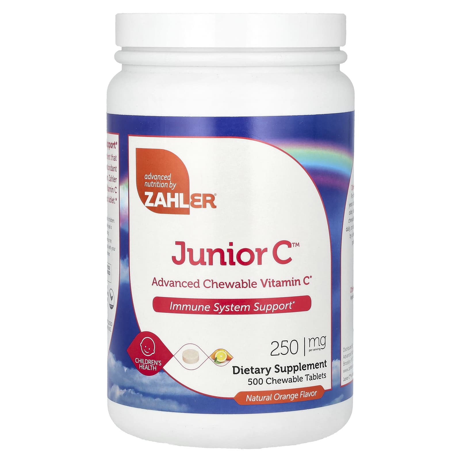 Zahler, Junior C, Advanced Chewable Vitamin C, Natural Orange, 250 mg, 500 Chewable Tablets - Image 1