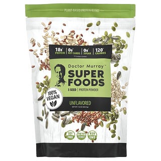 Dr. Murray's 3 Seed Protein Powder, Unflavored, 16 oz, Plant-Based & Keto Friend