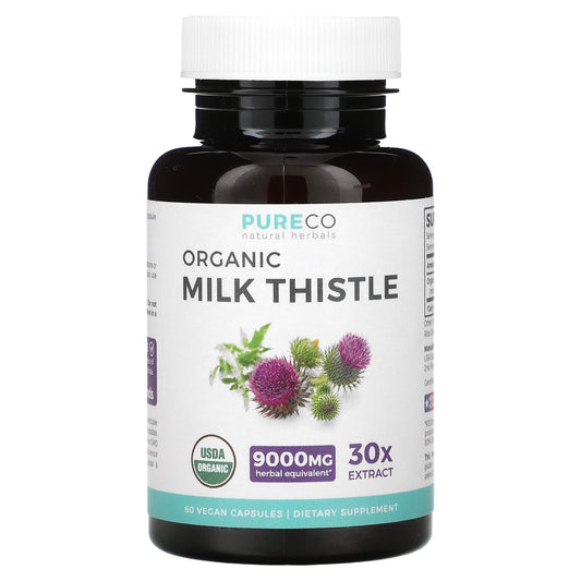 Pure Co., Organic Milk Thistle, 300 mg, 60 Vegan Capsules - Image 1