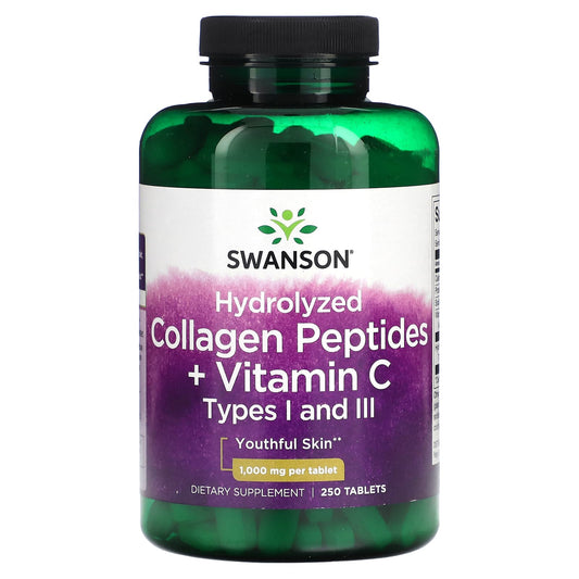 Swanson, Hydrolyzed Collagen Peptides + Vitamin C, 250 Tablets - Image 1
