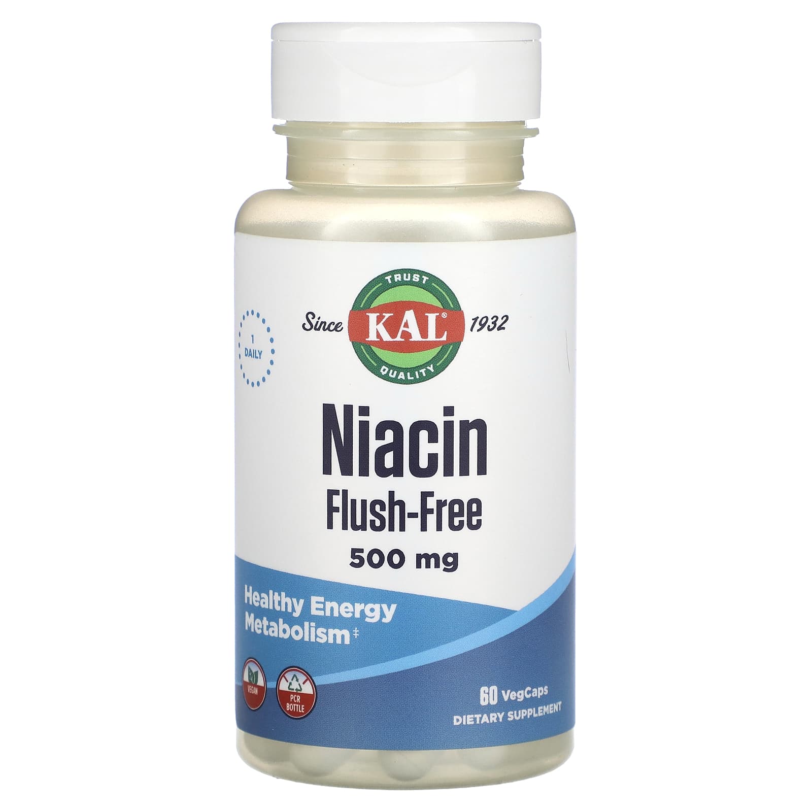 KAL, Niacin, Flush-Free, 60 VegCaps - Image 1