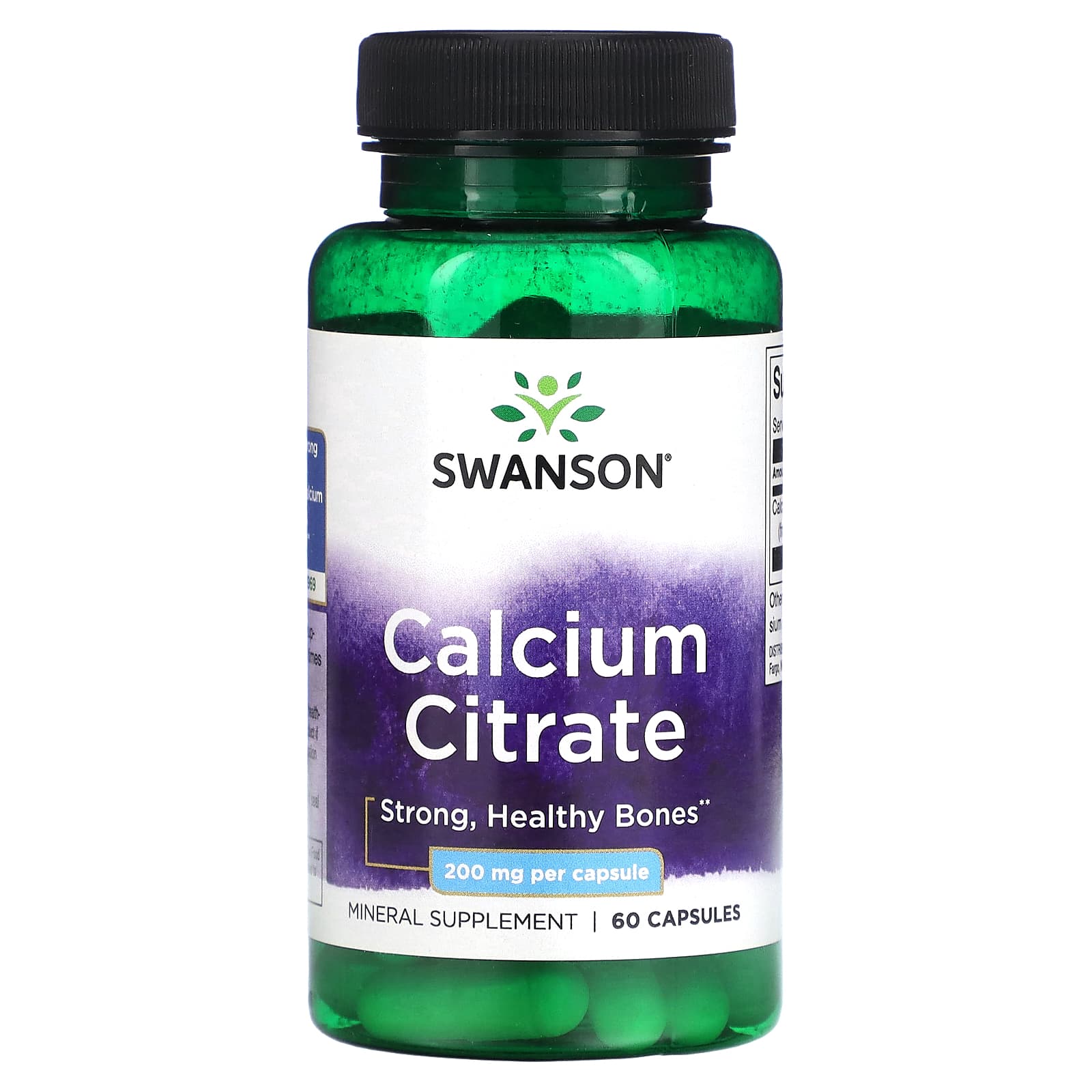 Swanson, Calcium Citrate, 200 mg, 60 Capsules - Image 1