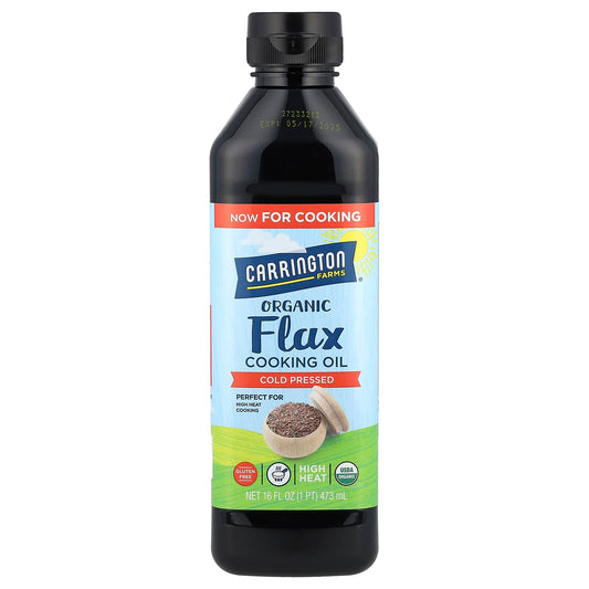 Carrington Farms USDA Organic Flax Cooking Oil for High Heat, 16 fl oz - Image 1